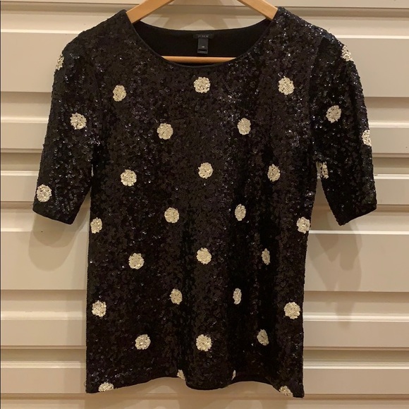 J. Crew size XS black with white polkadot top - Picture 2 of 8